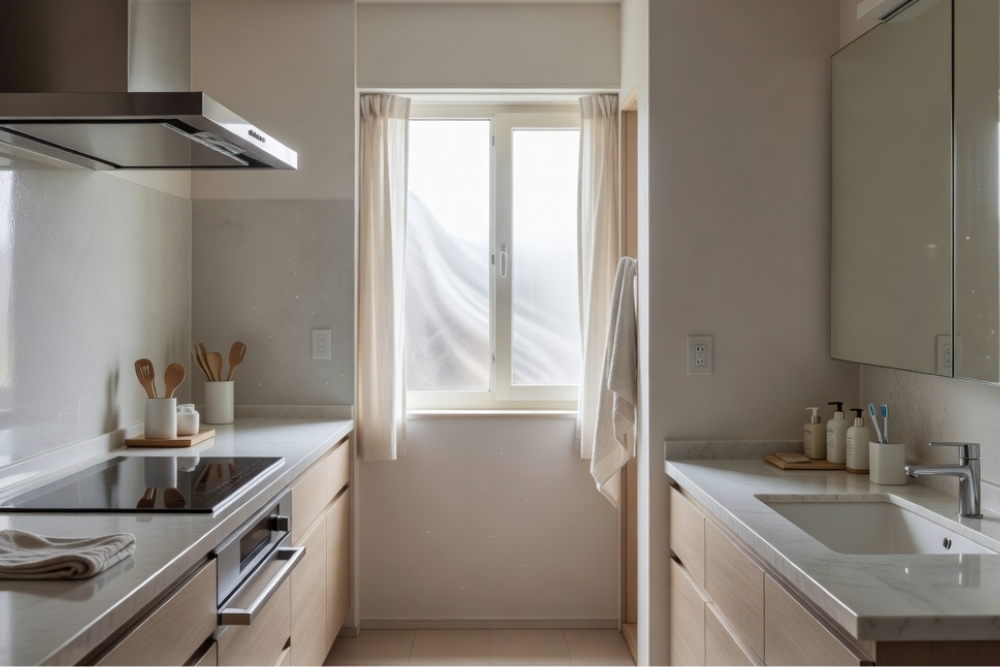 Cocina con ventana abierta para evitar humedades