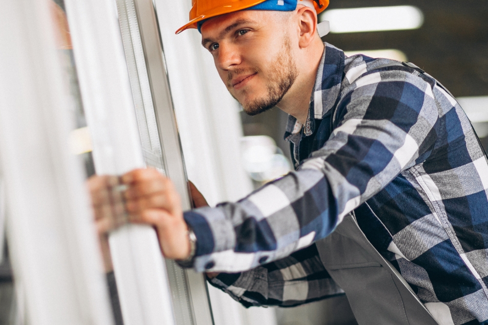 Instalador instala una ventana
