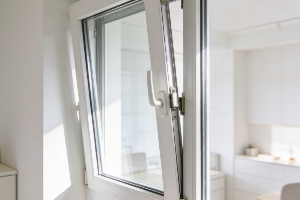 Una ventana blanca oscilobatiente